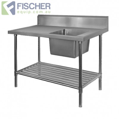 Stainless Steel Right Single Sink Bench 1900mm - Pipe Undershelf - FSA-1-1900R